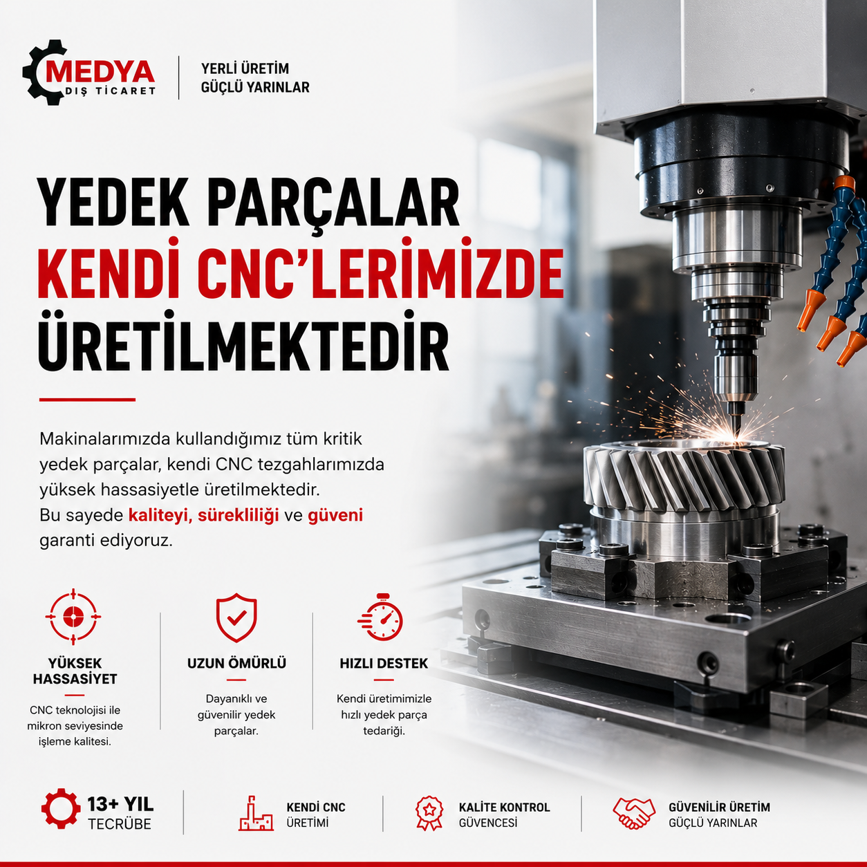 Yedek Parçalarımız Kendi CnC'lerimizde Üretilmektedir.