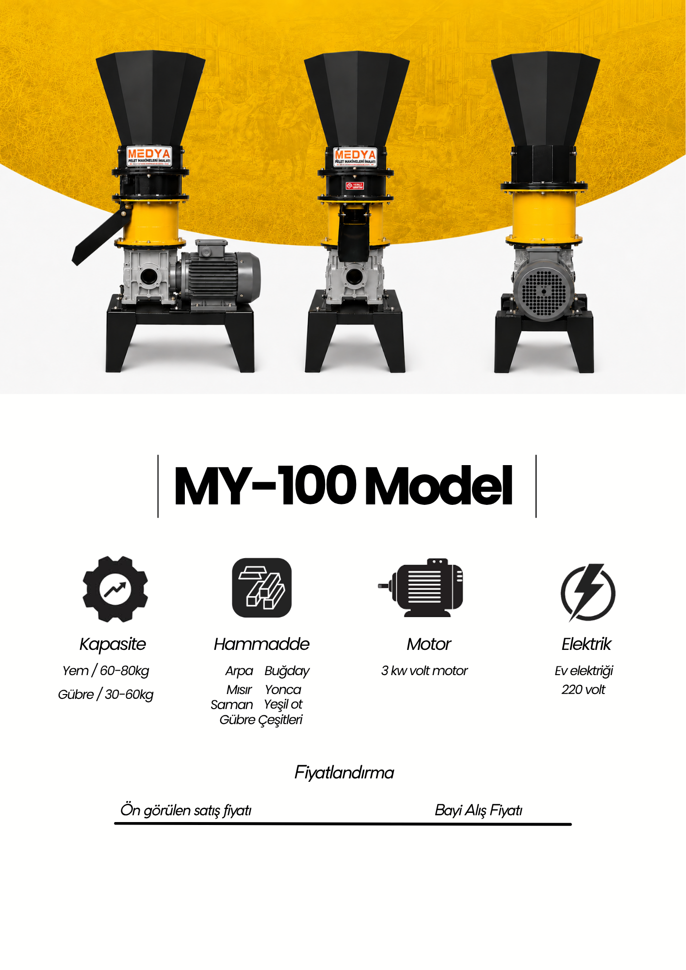 My-100 Model Yem Pelet makinası 